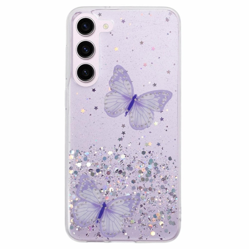 Funda de mariposa con purpurina para Samsung Galaxy S24 5G