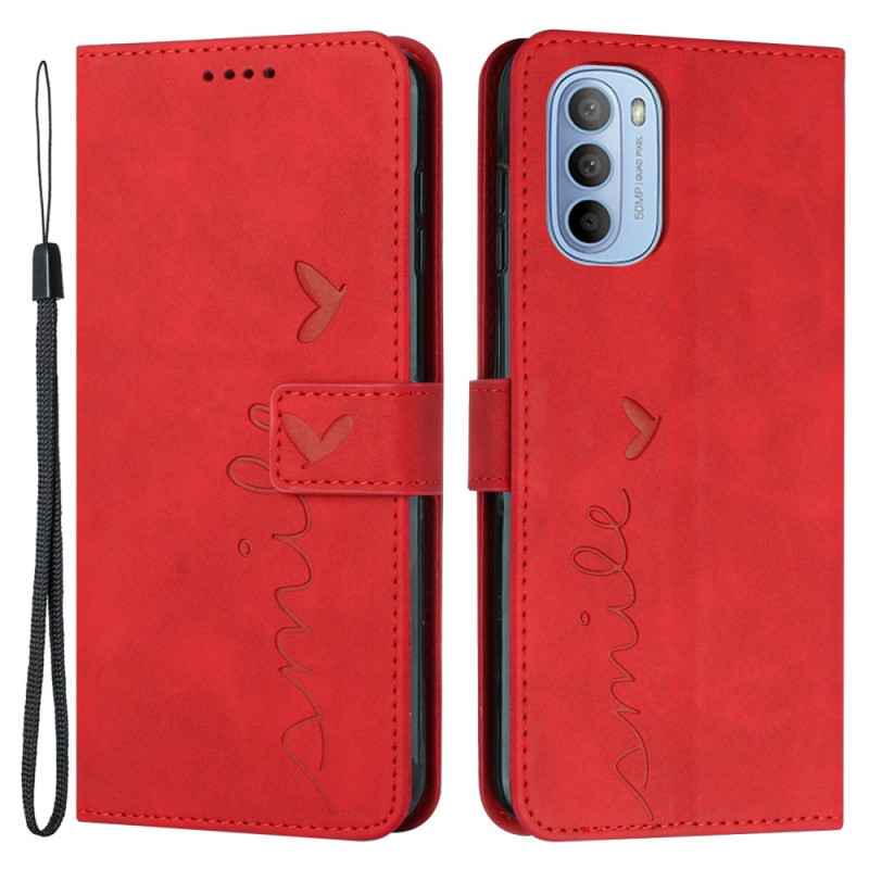 Funda Moto G51 5G de piel con colgante

 de velour simulada
