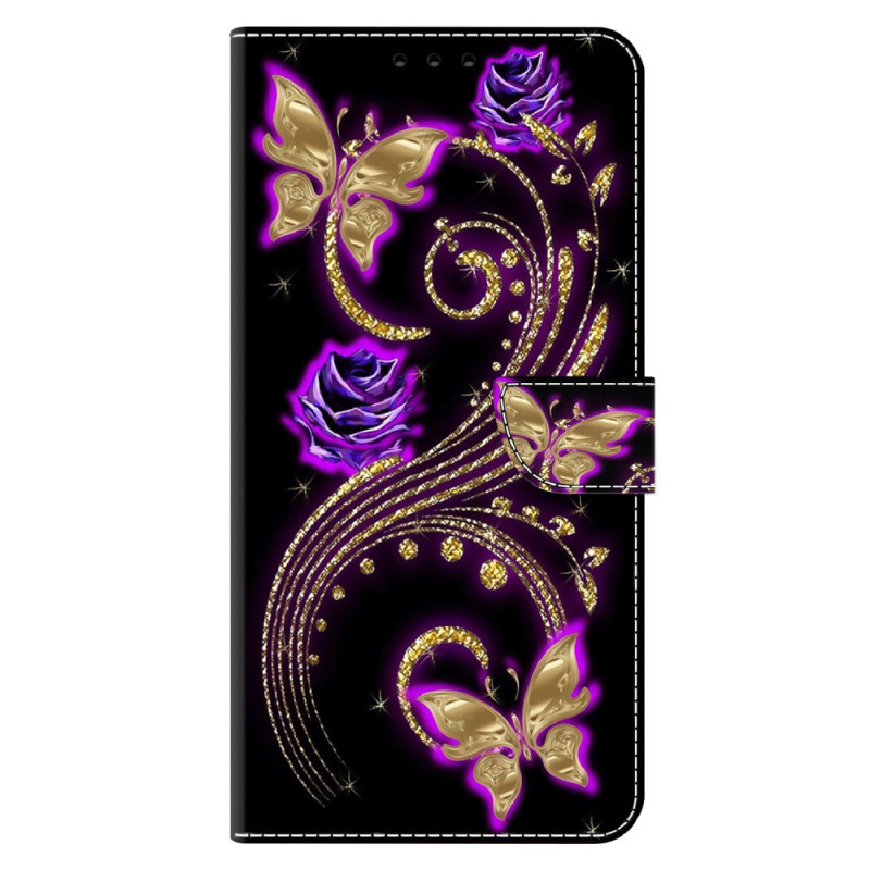 Funda Moto G54 5G Flores y Mariposas Morado
