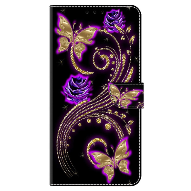 Xiaomi Redmi 13C 4G/5G/Poco C65 Funda Flores y Mariposas Morado