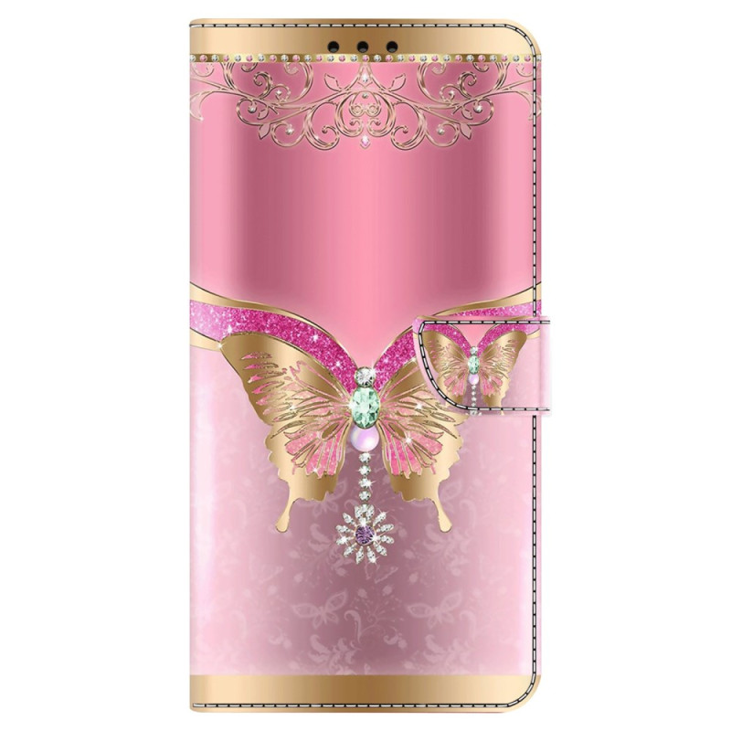 Funda Xiaomi Redmi 13C / Poco C65 Butterfly Rosa y Oro