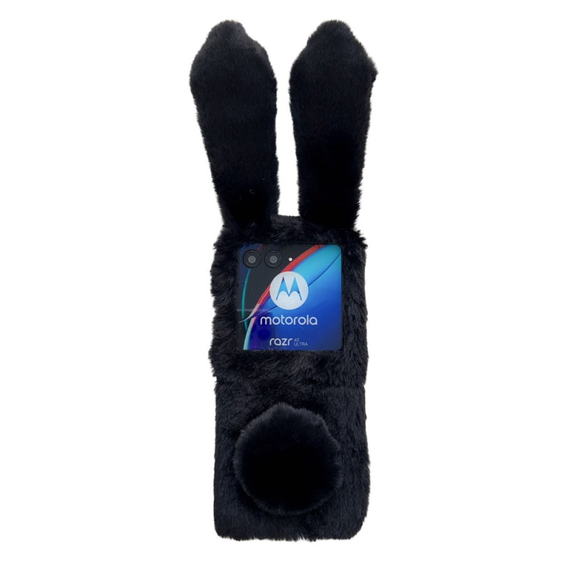 Funda Motorola Razr 40 Ultra 3D orejas de conejo y piel negra
