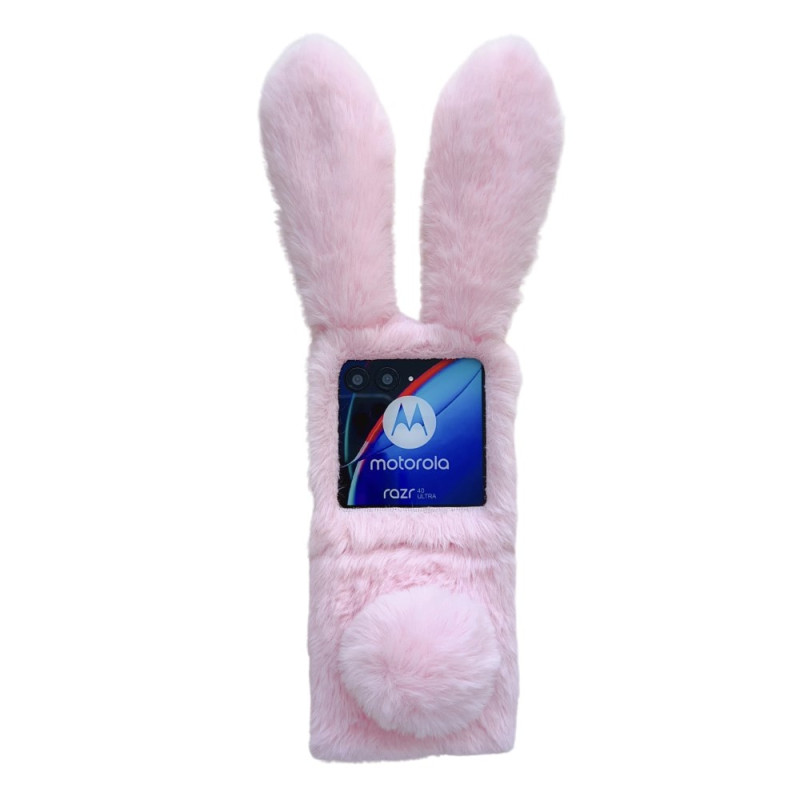 Funda Motorola Razr 40 Ultra 3D Orejas de Conejo y Piel - Rosa
