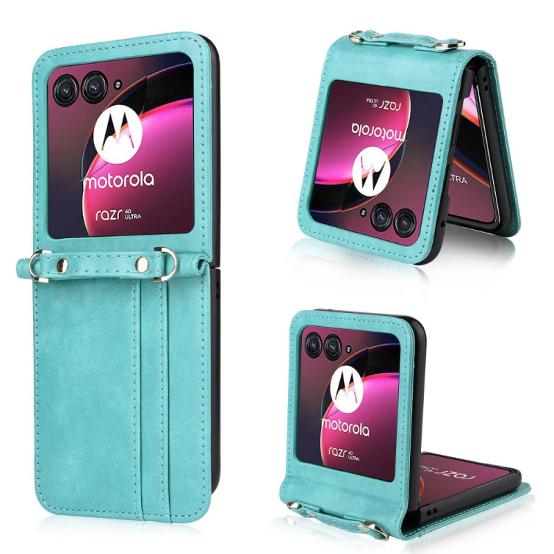 Funda Funda Motorola Razr 40 Ultra de piel sintética para tarjetas y colgante

 para el hombro