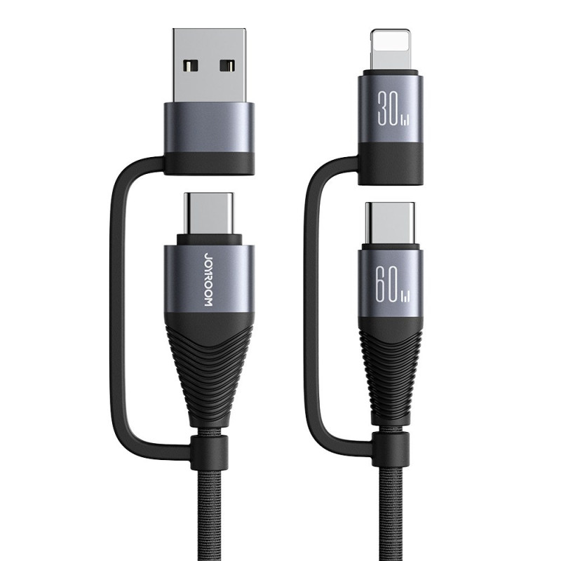 Cable de carga rápida 4 en 1 USB-A+Tipo-C a 8Pin+Tipo-C 60W JOYROOM