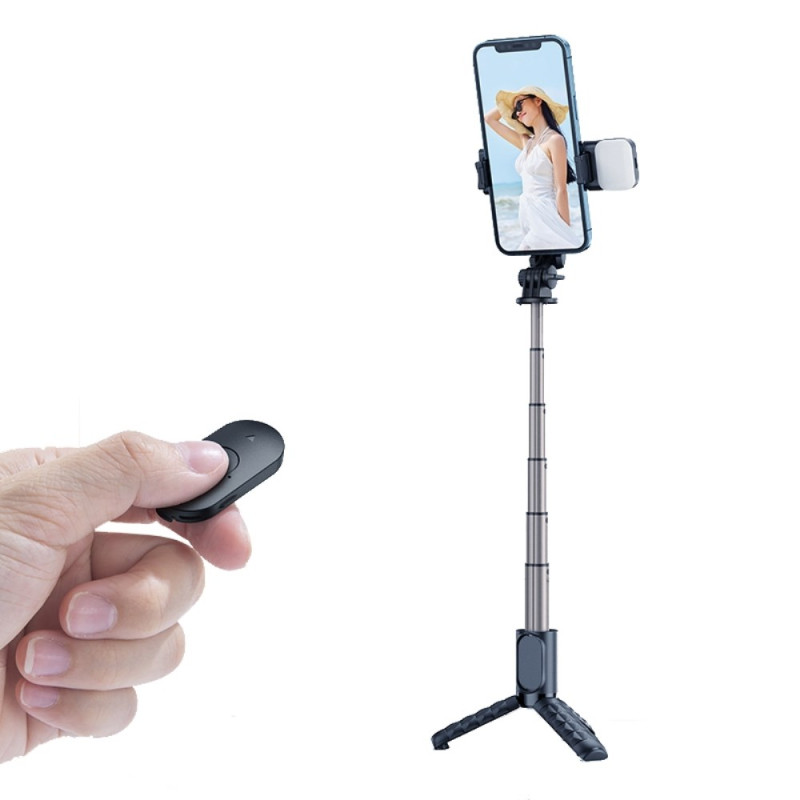Palo selfie extensible con mando a distancia Bluetooth y trípode con luz de relleno MCDODO