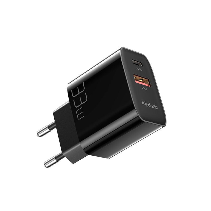 MCDODO PD33W Cargador de teléfono móvil USB-A + Tipo-C de doble salida rápida