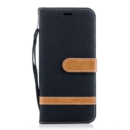 Funda de tela y efecto cuero para Samsung Galaxy S9 con colgante