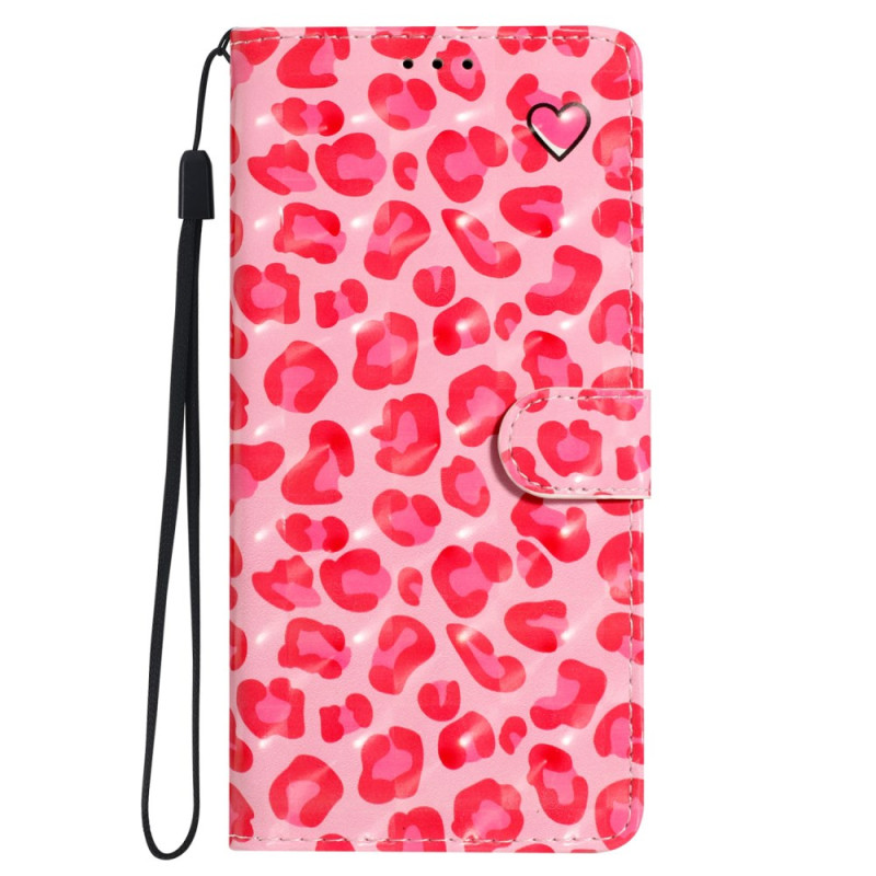 Funda de cordón Samsung Galaxy S24 Plus 5G rosa con estampado de leopardo