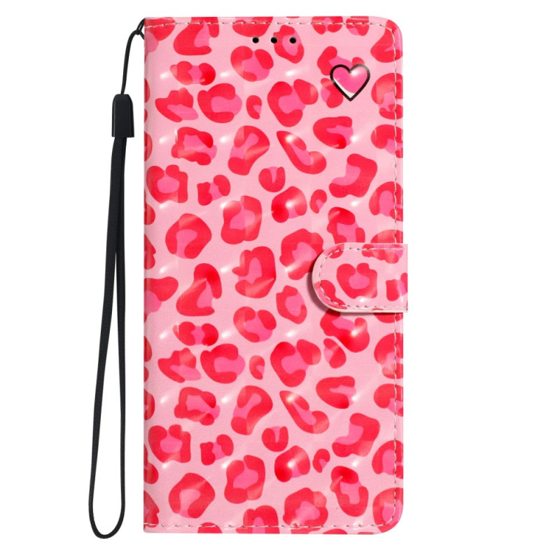 Funda de cordón Samsung Galaxy A25 5G rosa con estampado de leopardo