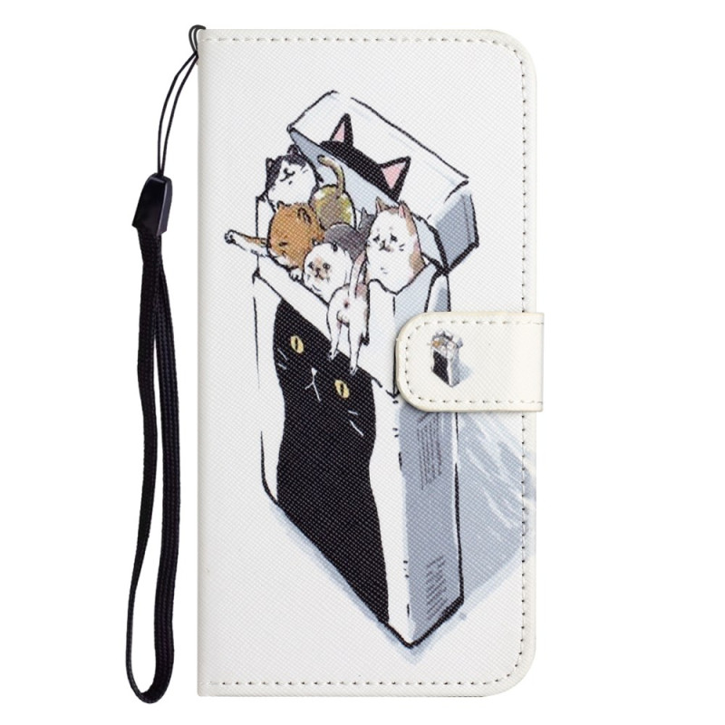 Samsung Galaxy A25 5G Caso Gatos en Caja Lanyard