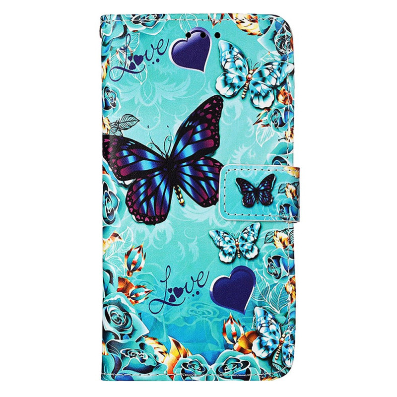 Funda Samsung Galaxy A25 5G / A24 4G Mariposa y Corazones con Colgante
