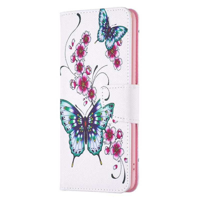 Funda Samsung Galaxy A25 5G Flores y Mariposas Verde y Rosa