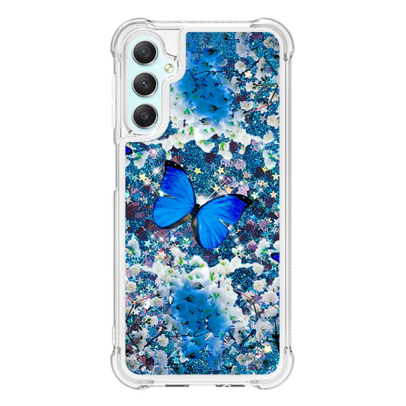 Funda Samsung Galaxy A25 5G Glitter Azul Mariposas
