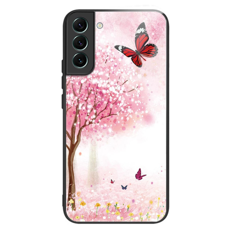 Funda Samsung Galaxy S24 Plus de cristal endurecido Flores de cerezo
