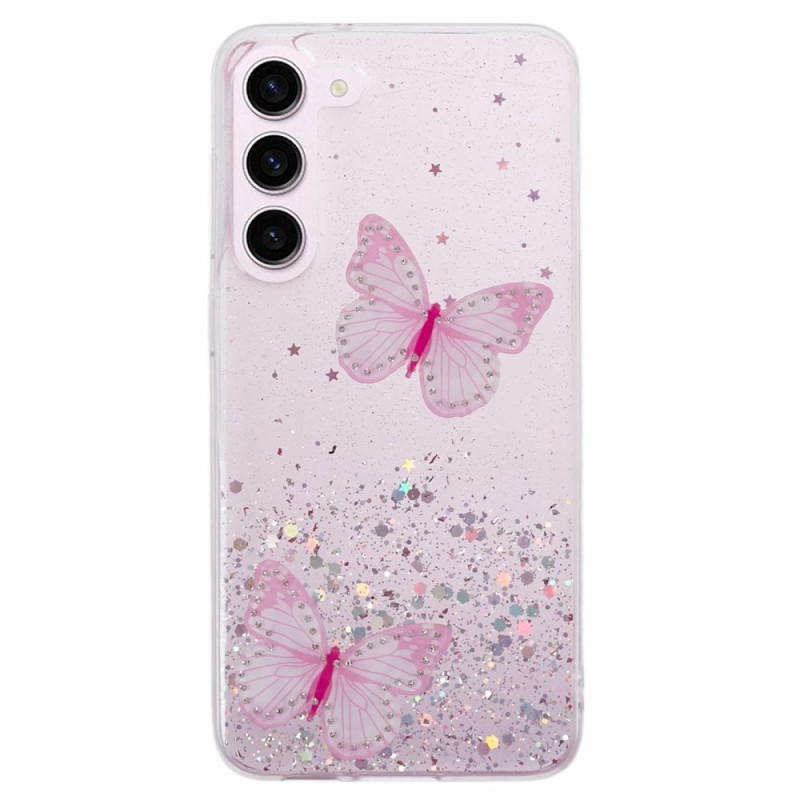 Funda de mariposa con purpurina para Samsung Galaxy S24 Plus 5G