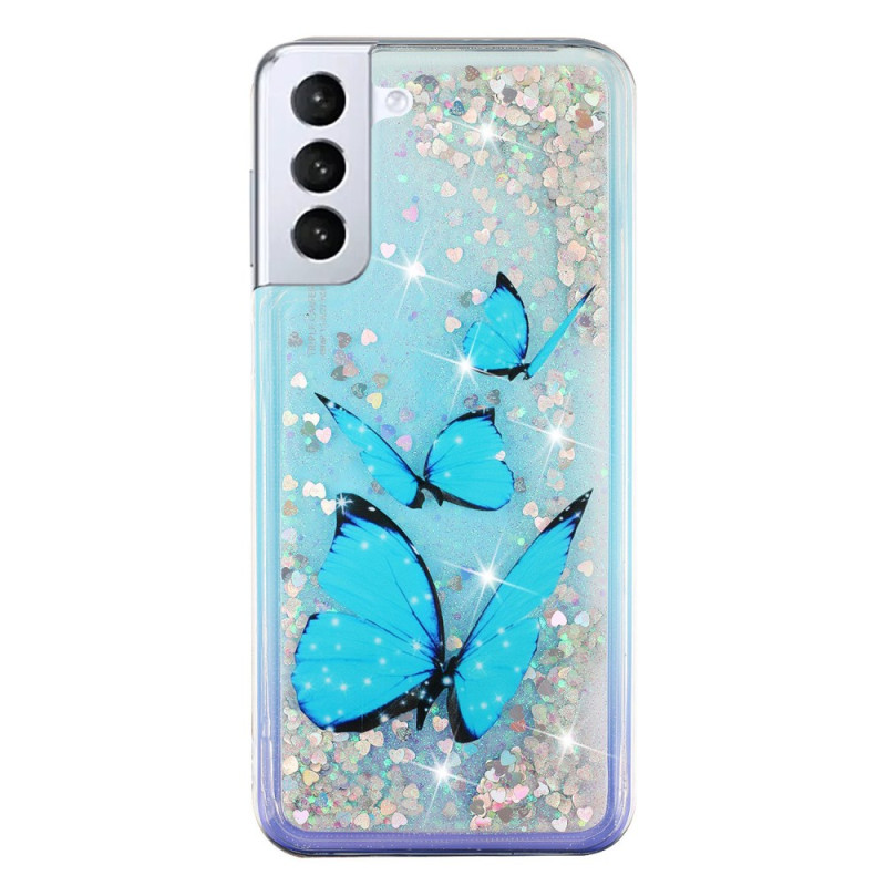 Funda Samsung Galaxy S24 Plus 5G Liquid Glitter Azul Mariposas
