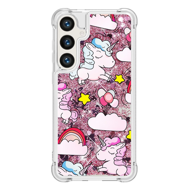 Funda Samsung Galaxy S24 Plus 5G Liquid Glitter Unicorns and Clouds