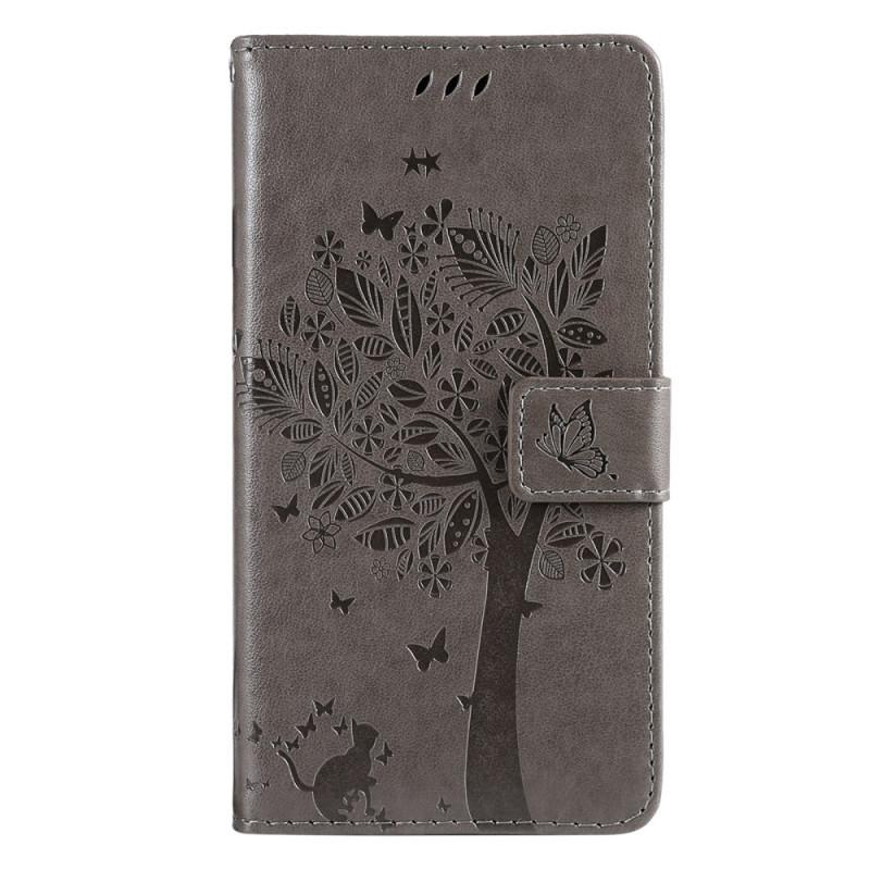 Funda Samsung Galaxy S24 Plus 5G Gato bajo el árbol con colgante

