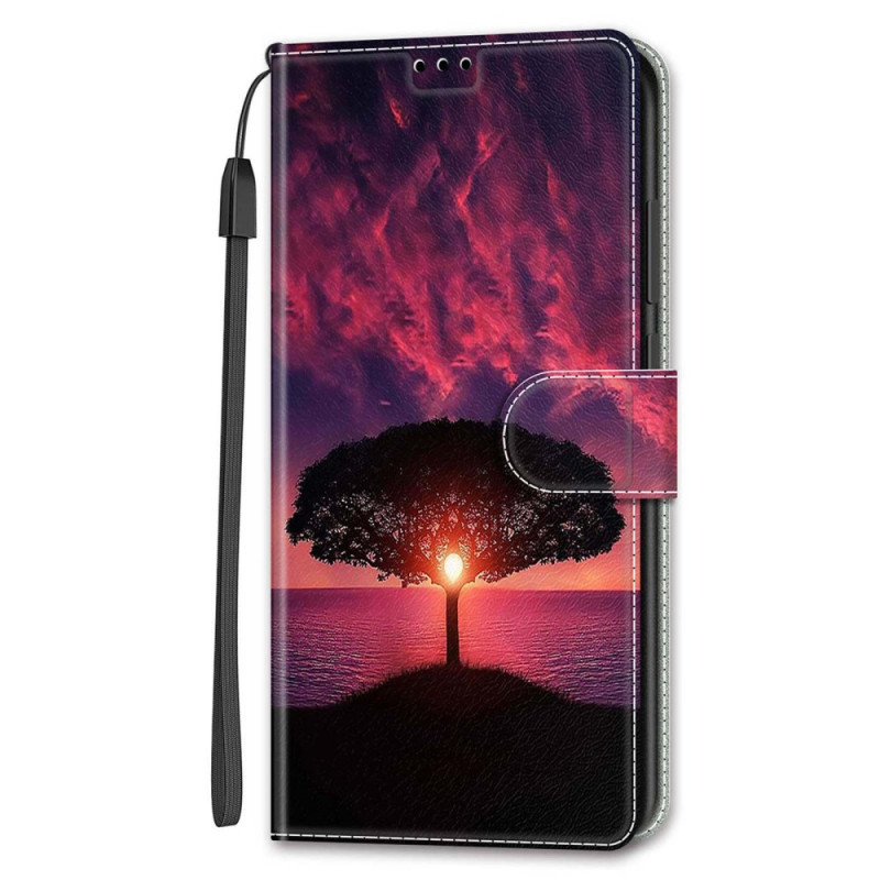 Funda con colgante
 para Samsung Galaxy S24 Ultra 5G Árbol negro y puesta de sol