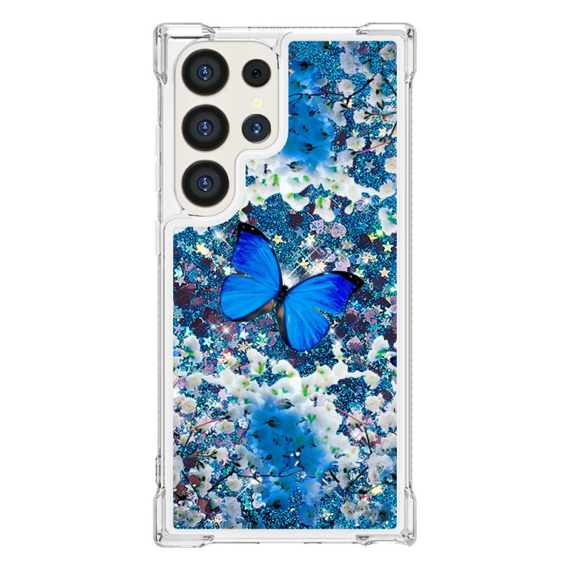 Funda Samsung Galaxy S24 Ultra 5G Glitter Azul Mariposa
