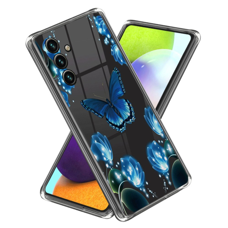 Funda Samsung Galaxy A25 5G Mariposas y Flores Azul
