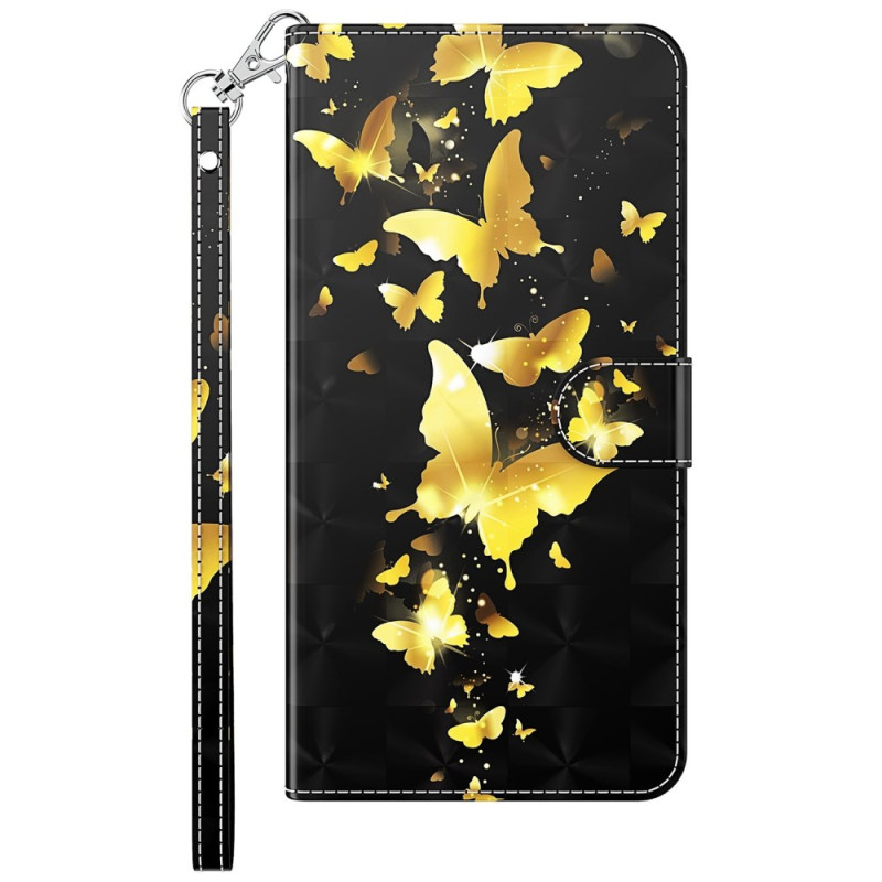 Funda con colgante
 de mariposa dorada para Samsung Galaxy A05s