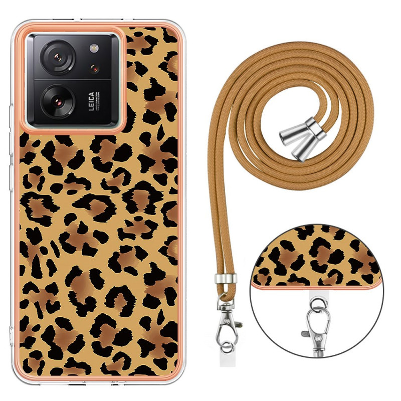 Funda Xiaomi 13T / 13T Pro de cordón con estampado de leopardo
