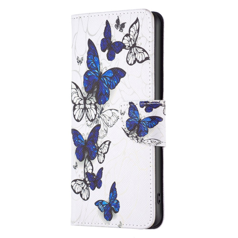 Xiaomi Redmi Note 13 4G Caso Mariposas azules sobre fondo blanco