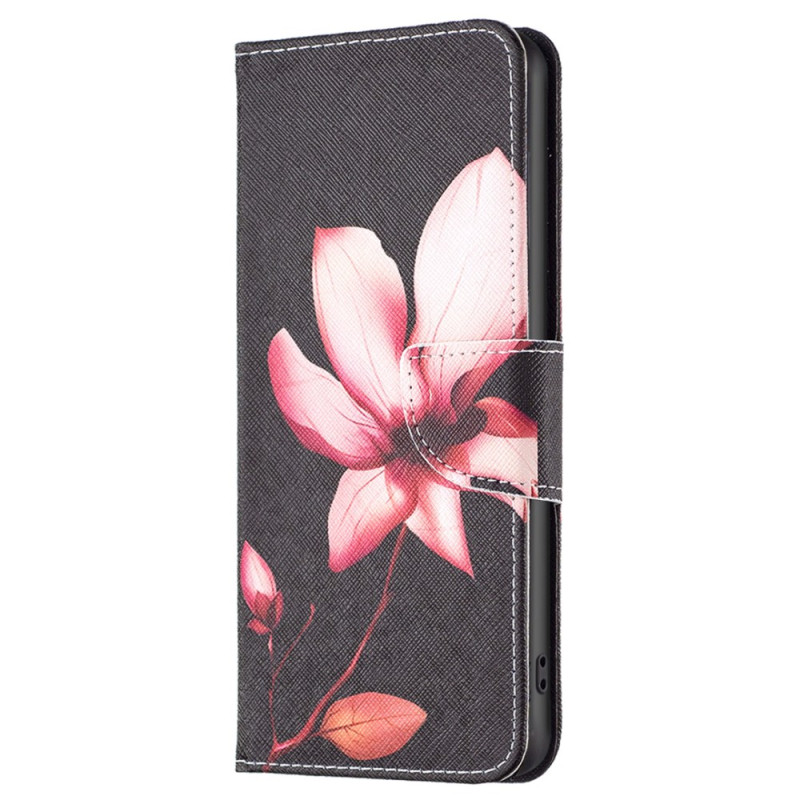 Funda Xiaomi Redmi Note 12S Flor rosa sobre fondo negro