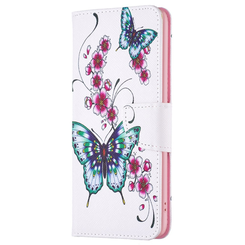Funda Xiaomi Redmi Note 12S Flor de melocotón y mariposas
