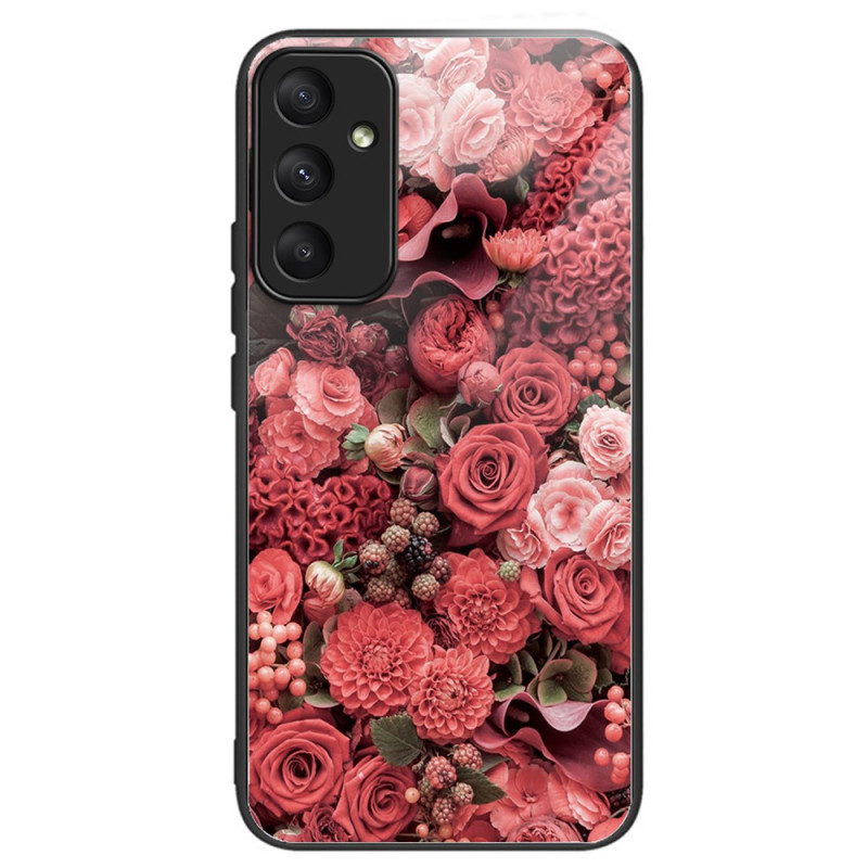 Funda Samsung Galaxy A55 5G de cristal templado Flores rojas y rosas
