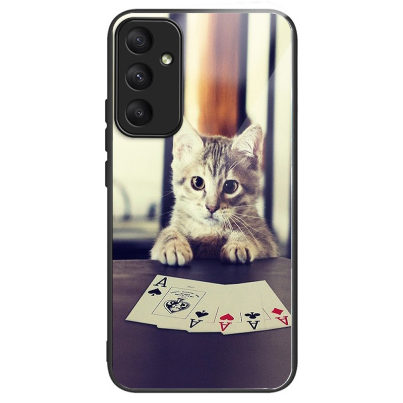 Funda Samsung Galaxy A55 5G de cristal templado Poker Cat
