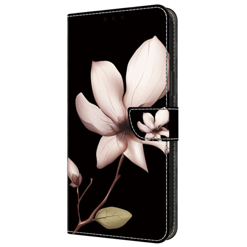 Funda Samsung Galaxy A35 5G Flor rosa sobre fondo negro