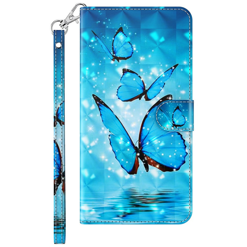 Funda Samsung Galaxy A15 Azul Mariposas en Vuelo con Colgante
