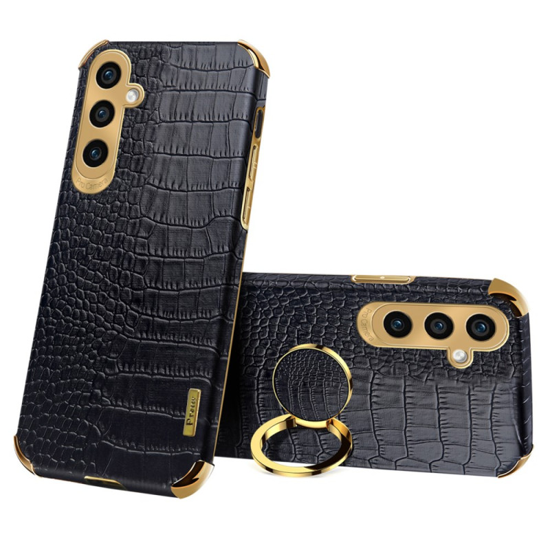 Funda Samsung Galaxy A35 5G con textura de cocodrilo y anillo de soporte