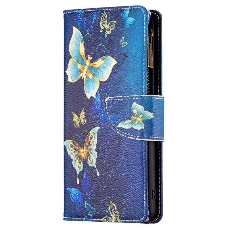 Funda Xiaomi Redmi Note 13 Pro 4G / Poco M6 Pro 4G Cartera Mariposas Doradas con Colgante
