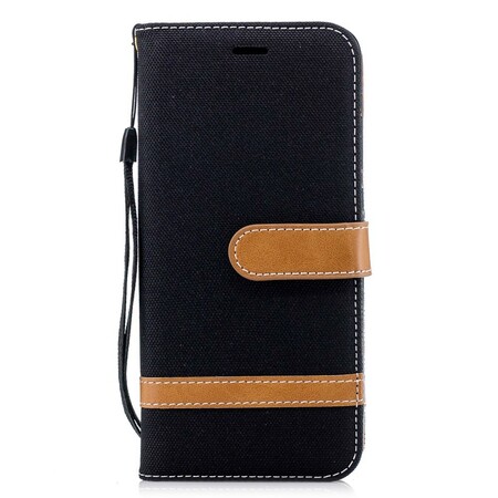 Funda de tela y efecto cuero para Huawei P20 con colgante