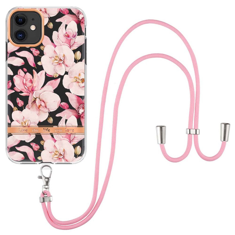 Funda con cordón iPhone 11 Diseño floral