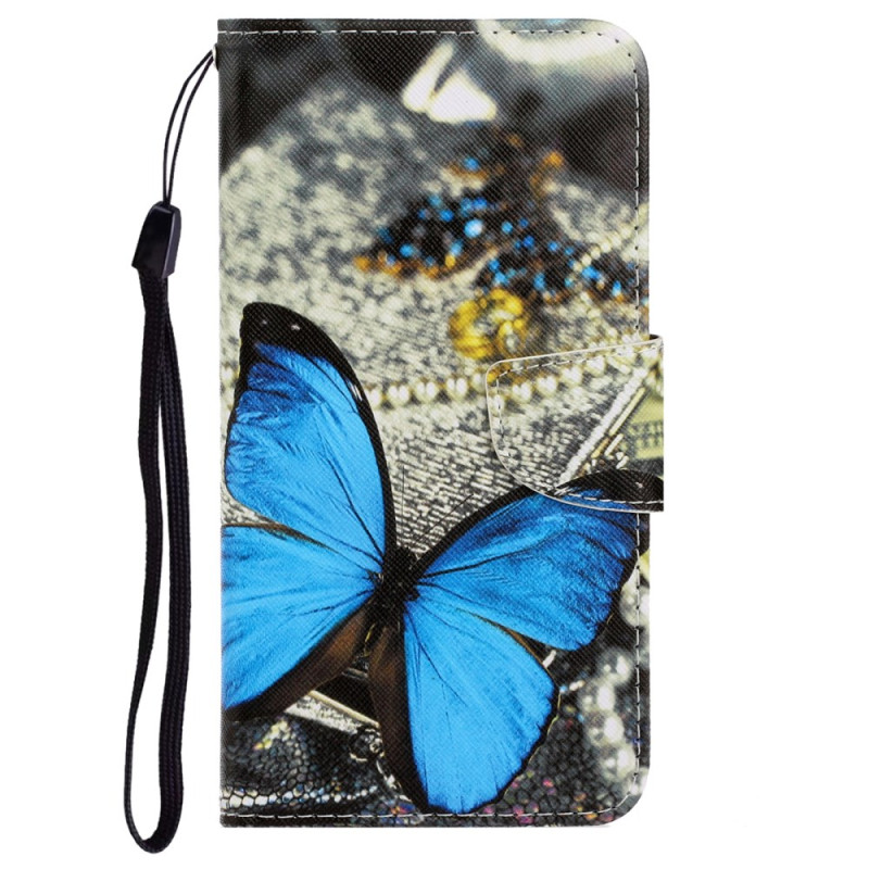 Funda con colgante
 de mariposa azul para iPhone XR