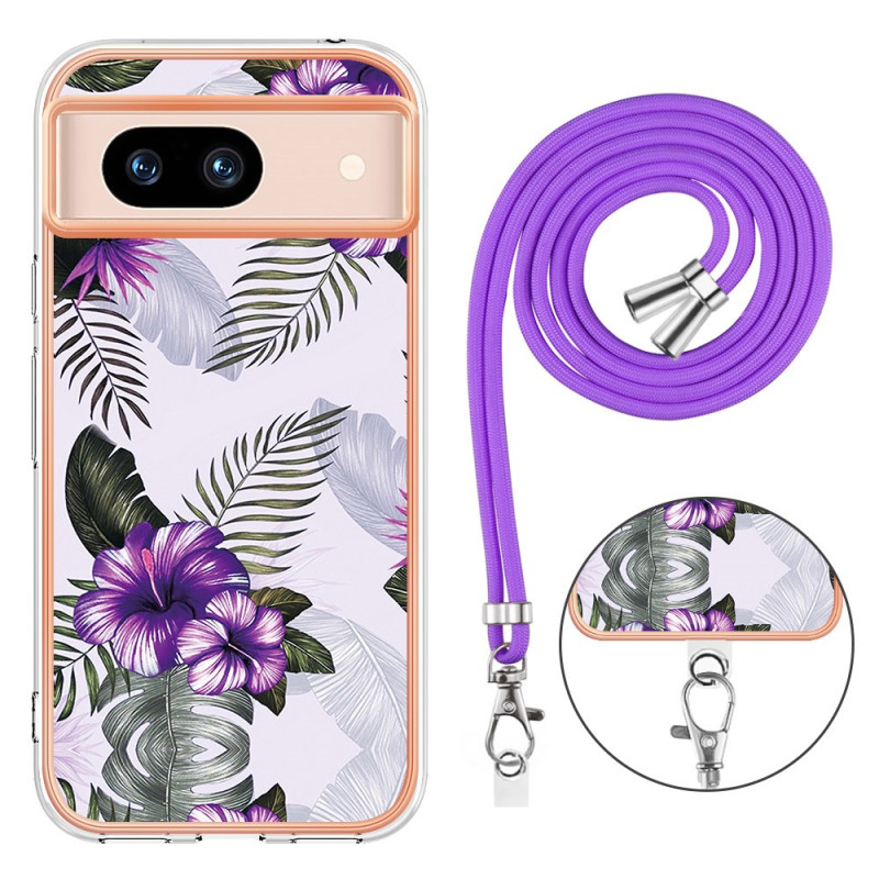 Funda para teléfono con cable Google Pixel 8A Marbled Flowers
