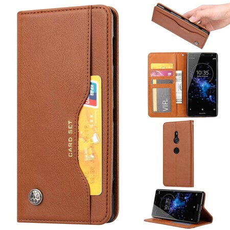 Funda de tarjeta de cuero artificial para el Sony Xperia XZ2