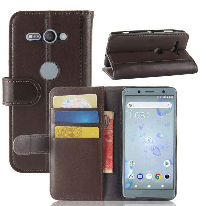 Funda de cuero genuino para Sony Xperia XZ2 Compact