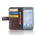 Funda de cuero genuino para Sony Xperia XZ2 Compact
