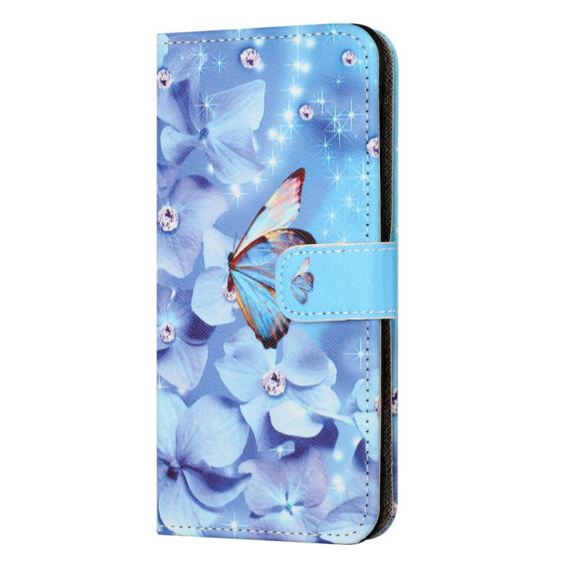 Xiaomi Redmi Note 13 4G Azul Flores y Mariposa Colgante
 Caso