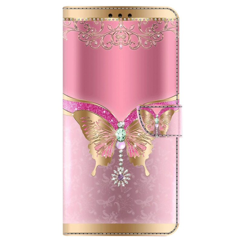 Funda de mariposa rosa y dorada para el Honor Magic 5 Pro