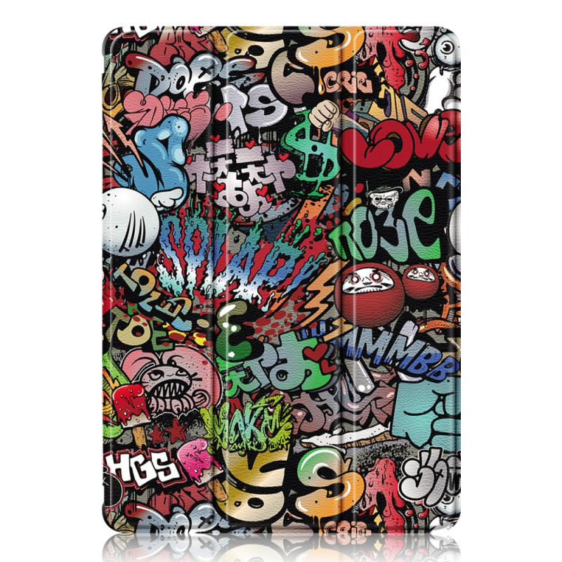 Funda inteligente Samsung Galaxy Tab S9 Stylus Cartera Transparente Trasera Graffiti