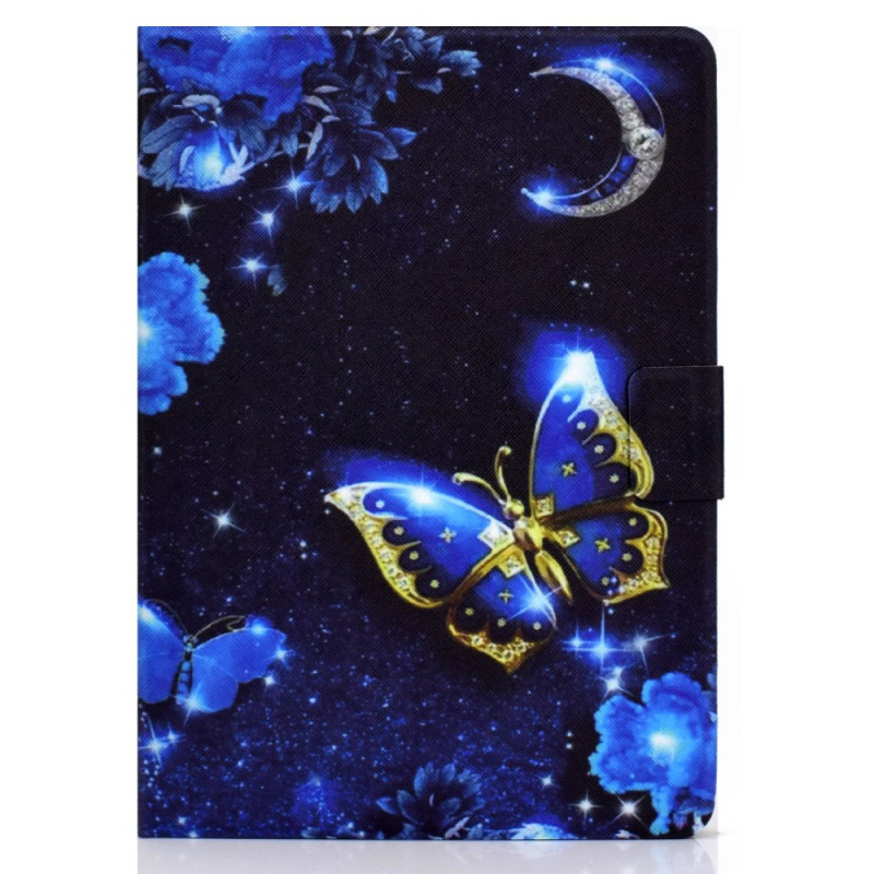 Funda Samsung Galaxy Tab A9 Mariposa Azul y Dorada
