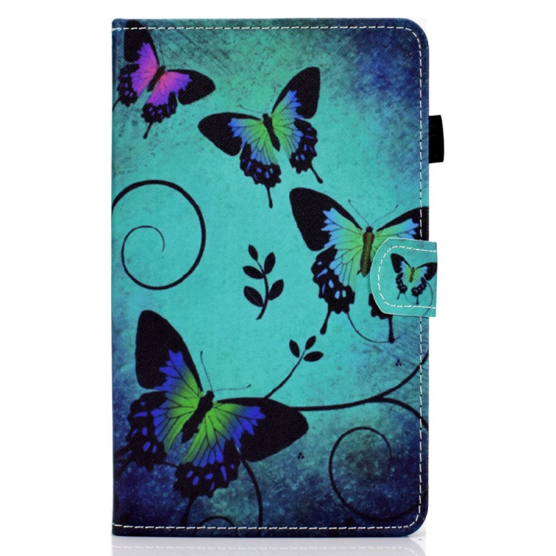 SSamsung Galaxy Tab A11 / A9 Caso Mariposas sobre fondo verde