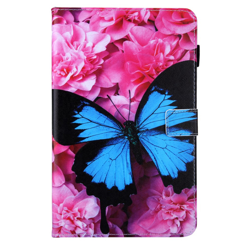 Funda Samsung Galaxy Tab A11 Plus / A9 Plus Flor roja y mariposa azul